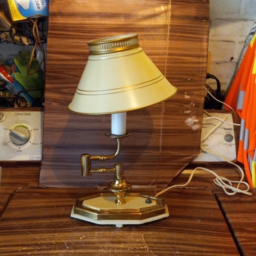 Vintage antique metal enamel swing arm mcm farmhouse desk lamp